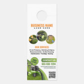 Groene, Oranje Lawn Care Landscaping Mowing Servic Deurhanger (Achterkant)