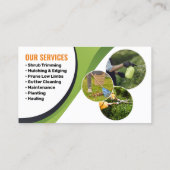 Groene, Oranje Lawn Care Landscaping Mowing Servic Visitekaartje (Achterkant)