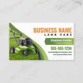 Groene, Oranje Lawn Care Landscaping Mowing Servic Visitekaartje (Voorkant)