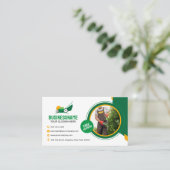 Groene & Oranje Lawn Care Tuinieren Mowing Service Visitekaartje (Staand voorkant)