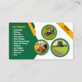 Groene & Oranje Lawn Care Tuinieren Mowing Service Visitekaartje (Achterkant)