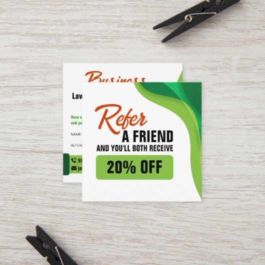 Groene & Oranje Lawncare Landscaping & Lawn Servic Aanbevelingskaartje (Voorkant / Achterkant in situ)