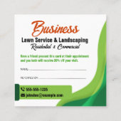 Groene & Oranje Lawncare Landscaping & Lawn Servic Aanbevelingskaartje (Achterkant)