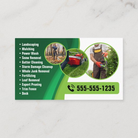 Groene & Oranje Lawncare Landscaping & Lawn Servic Visitekaartje (Achterkant)