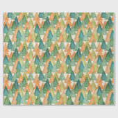 Groene Oranje minimale Trendy PINE TREE CHRISTMAS Cadeaupapier (Vlak)
