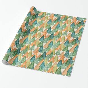 Groene Oranje minimale Trendy PINE TREE CHRISTMAS Cadeaupapier