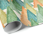 Groene Oranje minimale Trendy PINE TREE CHRISTMAS Cadeaupapier (Rol Hoek)