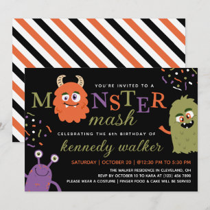 Groene Oranje Monster Mash Halloween Party Kaart