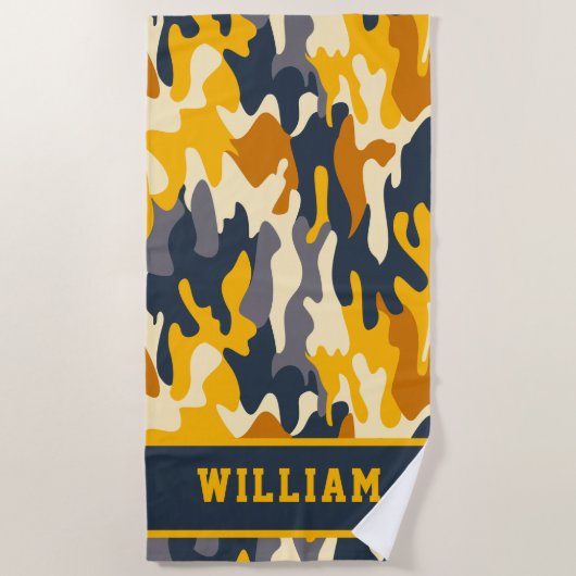 Groene Oranje naam Camo Beach Towel voor het leger Strandlaken (Voorkant)