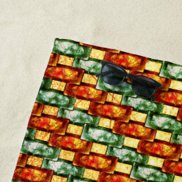 Groene oranje, rechthoekige borden, gekleurd strandlaken