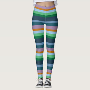 Groene, Oranje, Roze & Blauwe Strepen Leggings