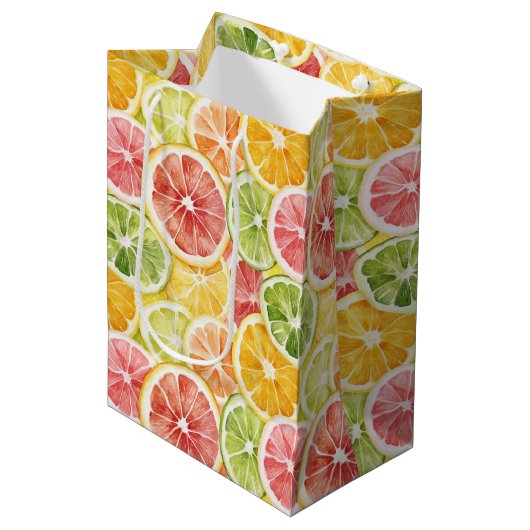 Groene Oranje Roze Fruitige Bruidsdouche Medium Cadeauzakje (Voorkant Gekanteld)