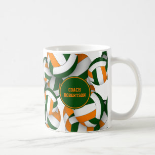 groene oranje schoolkleuren volleybal coach cadeau koffiemok
