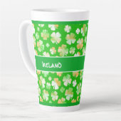 Groene/Oranje Shamrocks Pattern St. Patrick's Day Latte Mok (Linkerhoek)