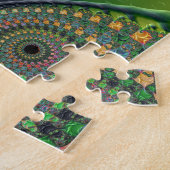 Groene Oranje Spirals Fine Fractal Art Legpuzzel (Zijkant)