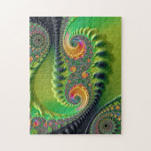 Groene Oranje Spirals Fine Fractal Art Legpuzzel (Verticaal)