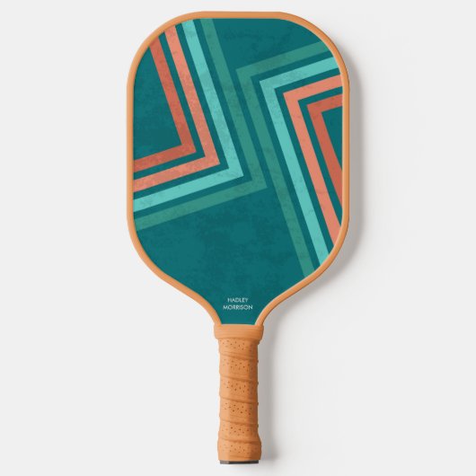 Groene Oranje strepen met kool terugzetten Aangepa Pickleball Paddle (Voorkant)