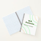 Groene oranje strepen voeg naam tekstbericht eenvo notitieboek (Binnen)