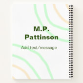 Groene oranje strepen voeg naam tekstbericht eenvo notitieboek (Achterkant)