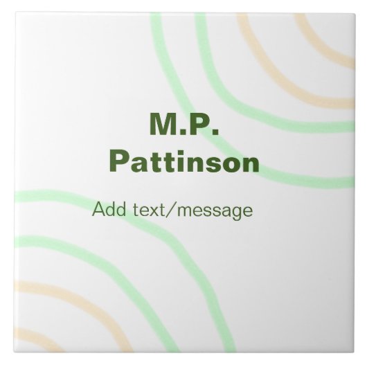 Groene oranje strepen voeg naam tekstbericht eenvo tegeltje (Voorkant)