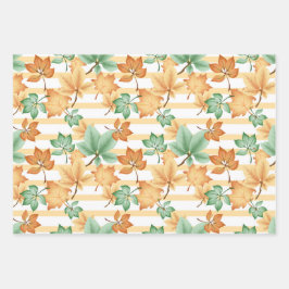 GROENE ORANJE TAN HERFST AUTUMN VERLATEN INPAKPAPIER VEL