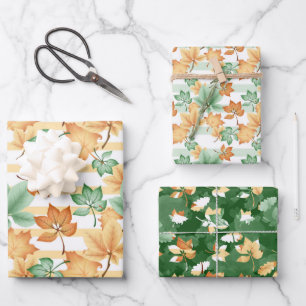 GROENE ORANJE TAN HERFST AUTUMN VERLATEN INPAKPAPIER VEL