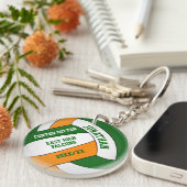 groene oranje teamkleuren aangepaste jongens volle sleutelhanger (Voorkant Rechts)