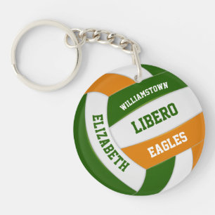 groene oranje teamkleuren gepersonaliseerd volleyb sleutelhanger