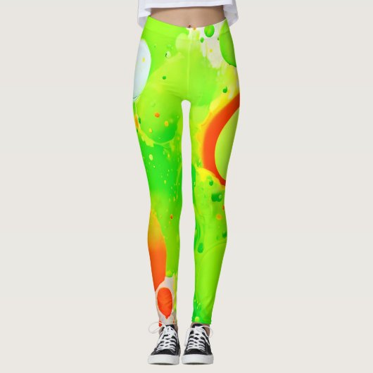 Groene & Oranje Tinten Leggings (Voorkant)