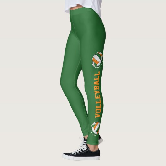groene oranje volleybalken met leggings op poten (Links)