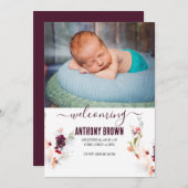 GROENE & ORANJE WATERVERF BABY Aankondiging (Voorkant / Achterkant)