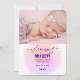 GROENE & ORANJE WATERVERF BABY Aankondiging