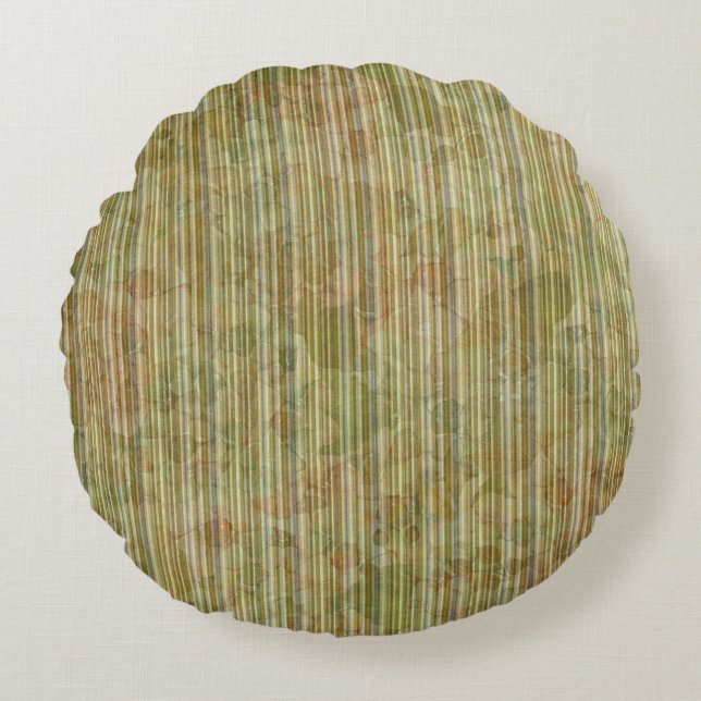 GROENE & ORANJE WATERVERF HYDRANGEAS & STREPEN ROND KUSSEN (Voorkant)