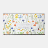 Groene Oranje Waterverf Wildbloem Bureaumat (Keyboard & Muis)