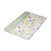 Groene Oranje Waterverf Wilde Bloem Badmat (Gekanteld)