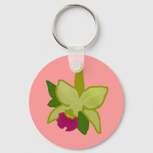 Groene Orchid-sleutelketen Sleutelhanger (Voorkant)
