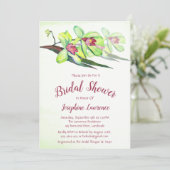 Groene Orchidee Bloemen Bruids Douche Uitnodiginge Kaart (Staand voorkant)