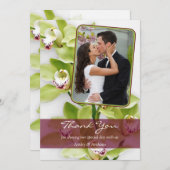 Groene orchidee foto bruiloft dank je kaart (Voorkant / Achterkant)