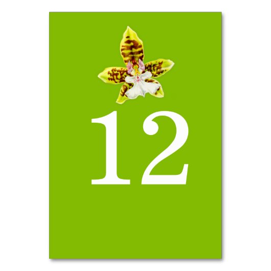 Groene orchidee kunst trouw bloem tafel nummers kaart (Achterkant)