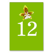 Groene orchidee kunst trouw bloem tafel nummers kaart (Voorkant)