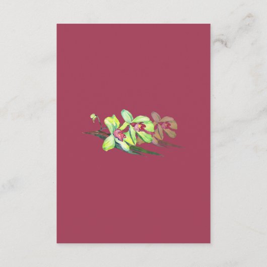 Groene Orchidee Marsala Bruiloft Wishing Well Kaar Informatiekaartje (Achterkant)