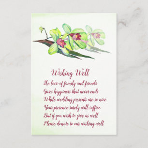 Groene Orchidee Marsala Bruiloft Wishing Well Kaar Informatiekaartje