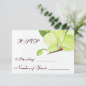 Groene orchidee rsvp-kaart RSVP kaartje (Staand voorkant)