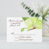 Groene orchidee rsvp-kaart RSVP kaartje (Staand voorkant)