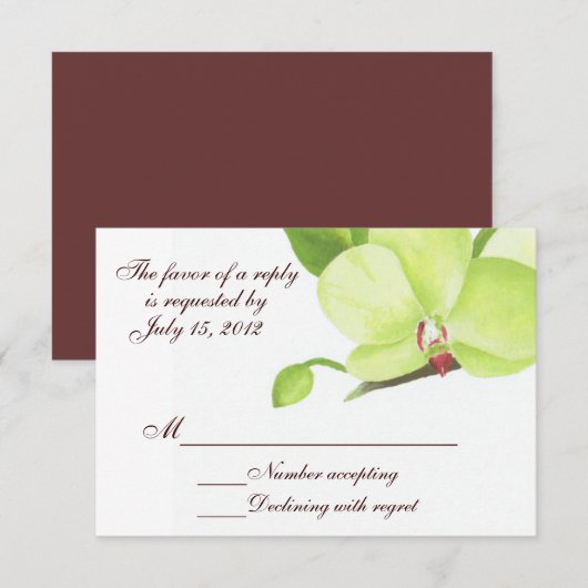 Groene orchidee rsvp-kaart RSVP kaartje (Voorkant / Achterkant)