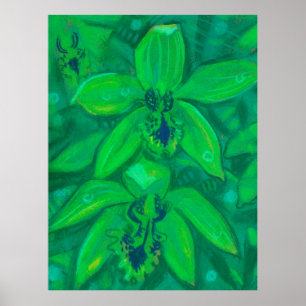 Groene orchidee, Tropische bloemenpasta's Poster