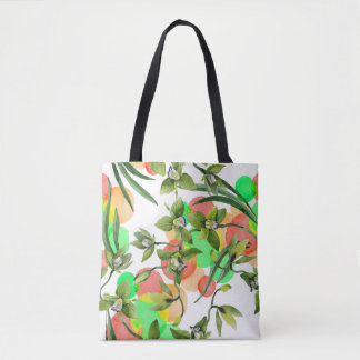 Groene orchideeën: waterverf bloemennaadloos. tote bag
