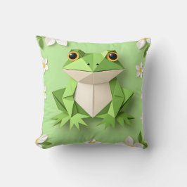 Groene Origami Kikker Kussen