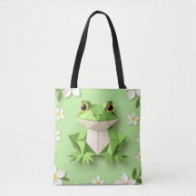 Groene Origami Kikker Tote Tas – Mooie Natuur-Insp