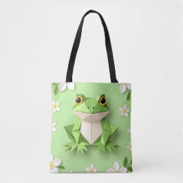 Groene Origami Kikker Tote Tas – Mooie Natuur-Insp